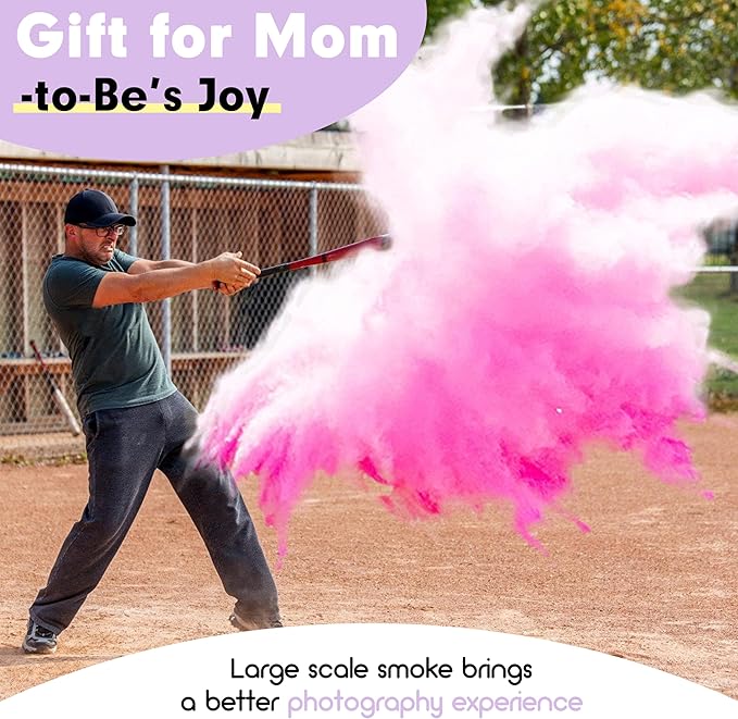 ARELUX Gender Reveal Baseball Color Powder Exploding Ball Kit 4 Baseballs Full Powder Great Smoke for Baby Boys Girls Gender Reveal Party for Baseball Theme