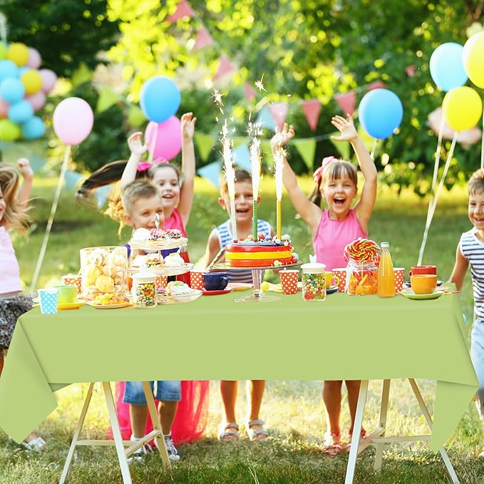 Whaline 24Pcs Green Plastic Tablecloth 6 Gradient Green Rectangle Table Cover Waterproof Table Cloth for Wedding Birthday Decoration Supplies, 54 x 108 Inch