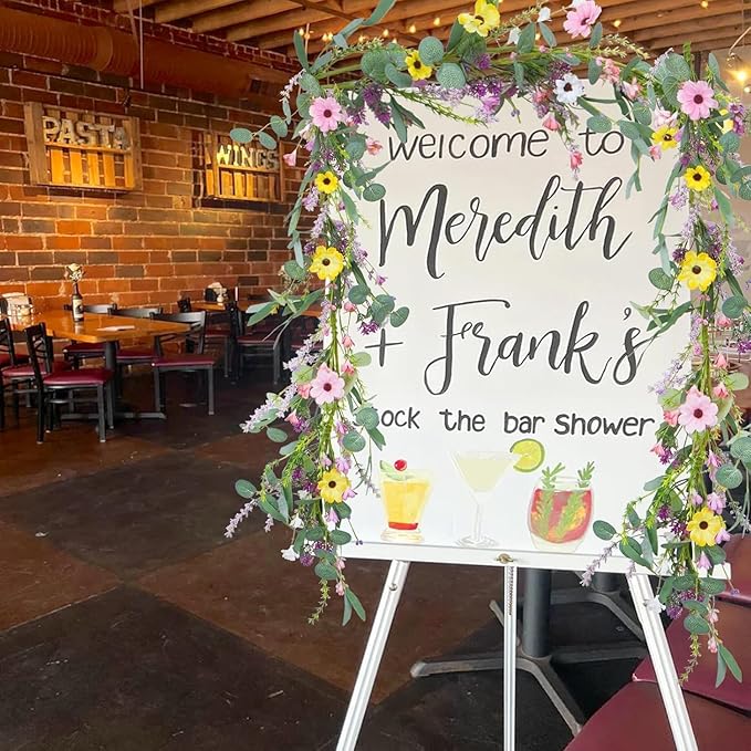 6.5FT Wildflower Daisy Garland Flower Garland with Daisy Lavender Faux Floral Vine Summer Spring Garland for Mantle Baby Shower Wedding Arch Front Door Porch Staircase Summer Spring Decor (1 Pcs)