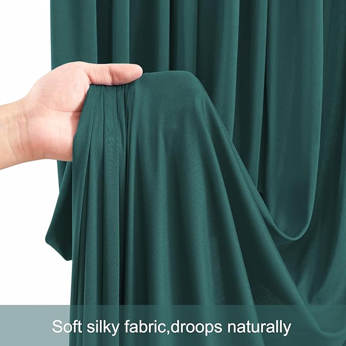 10x12 Hunter Green Backdrop Curtains for Wedding Party Wrinkle Free Backdrops Curtain Drapes Fabric Decorations Photo Back Drop Cloth for Baby Shower Photography Stage Reception 5ft x 12ft,2 Panels