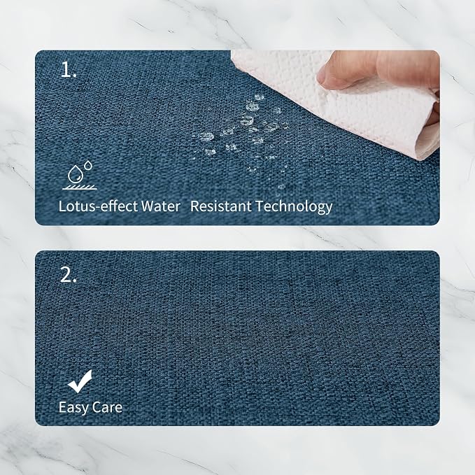 BALCONY & FALCON Placemats Set of 6 Faux Linen Cloth Place Mats Washable Waterproof Wrinkle Resistant Table Placemats for Dining Kitchen Farmhouse Indoor & Outdoor Use(Navy Blue, 13.8”x 17.7”