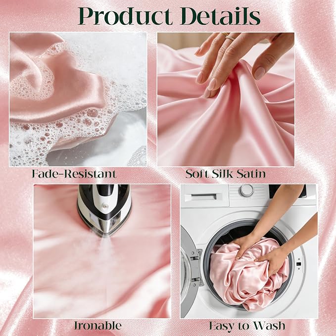 4 Pack Rose Gold Satin Tablecloth 58 x 102 Inches, Rectangular Satin Table Cloths for Wedding Reception, Birthday Party, Graduation & Holiday Banquet Tables