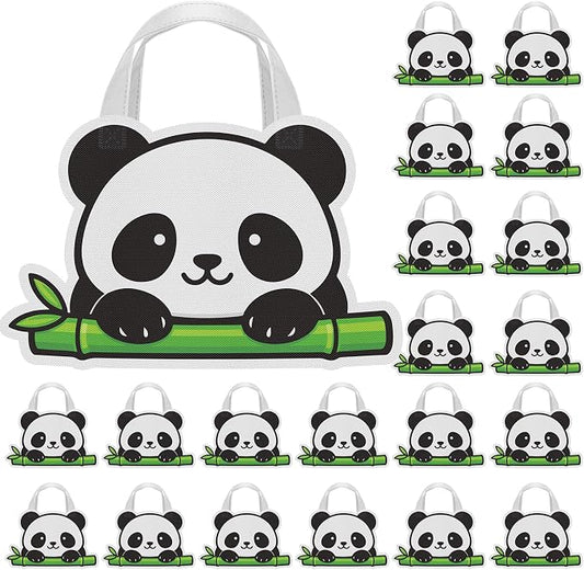 Locmeo 24 Pcs Panda Party Favors Bags 14 Inch Panda Birthday Gift Bags Bulk Nonwoven Reusable Tote Bag with Handle for Goodie Snack Treat Pandas Party Supplies Birthday Gift Decoration