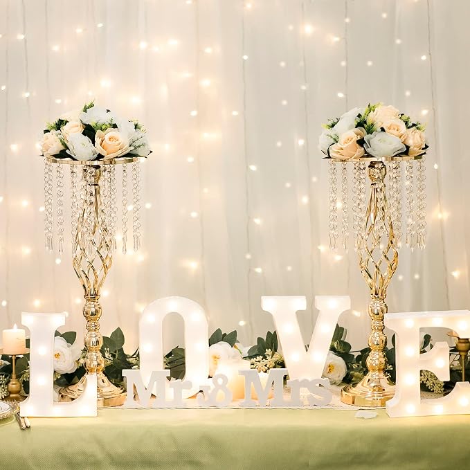 10pcs Gold Metal Flower Vases Crystal Flower Stand Wedding Centerpieces for Tables Party Dinner Event Restaurant Hotel Decoration