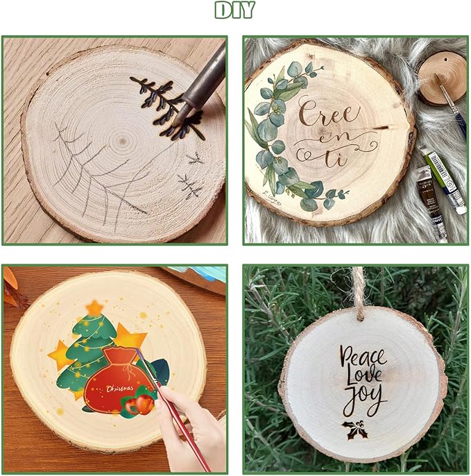 WOPPLXY 10 Pcs Large Unfinished Wood Slices for Centerpieces, 8-9 Inches Wood Rounds for Tables Decor Round Wooden Discs, Wooden Slices Rustic Wood Slabs for DIY Crafts, Wedding,Christmas,Table Decor