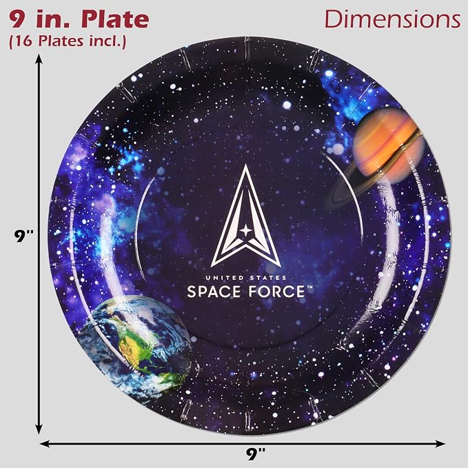 U.S. Space Force Party Plates & Napkins Set (Party for 16 guests) 16 Lg. Plates and 16 Luncheon Napkins. Space Force Tableware for Birthdays, Holidays and Military Celebrations. by Havercamp