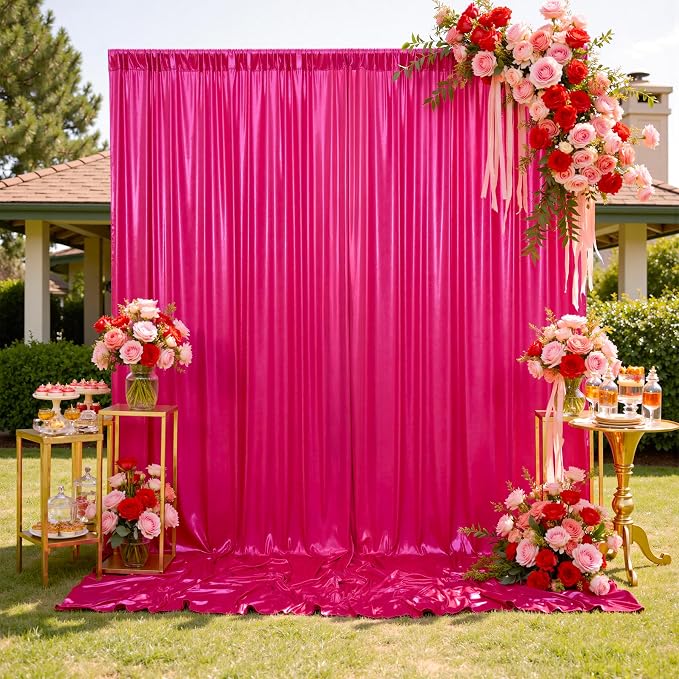 30x10 ft Wrinkle Free Hot Pink Sequin Backdrop Curtain for Parties-Thick Not Fall-Off Glitter Fuchsia Backdrop Drapes-8 Panels 5x10ft Shimmer Photo Back Drop Cloth for Wedding Birthday Photography