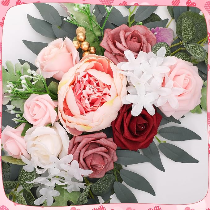2 Pcs Wedding Arch Decorations - Reusable Artificial Hanging Flowers Floral Swag Greenery Garland for Wedding Welcome Sign Backdrop Bridal Ceremony Reception Backdrop Decoration