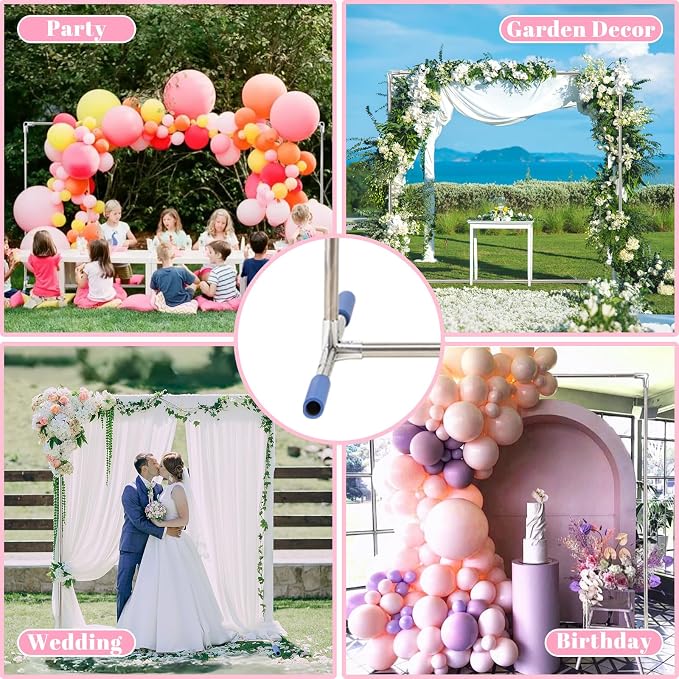 Wedding Arch Backdrop Stand,7x6 FT Metal Arch Backdrop Stand for Ceremony, Stainless Steel Square Backdrop Stand for Parties,Wedding,Birthday,Anniversary,Baby Shower,Garden Decorations