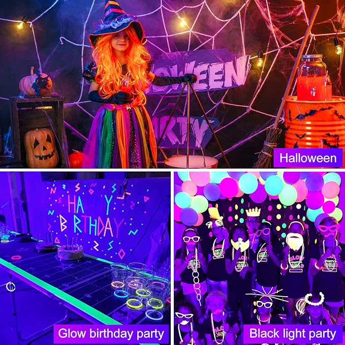 2 in 1 Glow Party Black Light Disco Ball Light with Sound Activated Strobe Dj Party Lights Black Lights, for Halloween Christmas Birthday Decor Classroom Room Family Party Decor