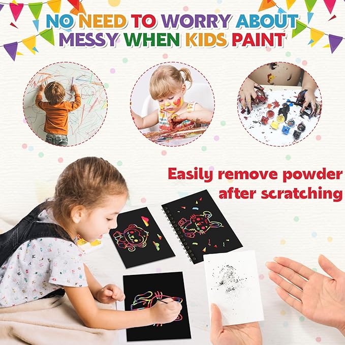 Prudiut 30 Pack Rainbow Scratch Art Notebook, Rainbow Scratch Paper Art Favors Easter Day Gift Birthday Favor for Kids School Classroom