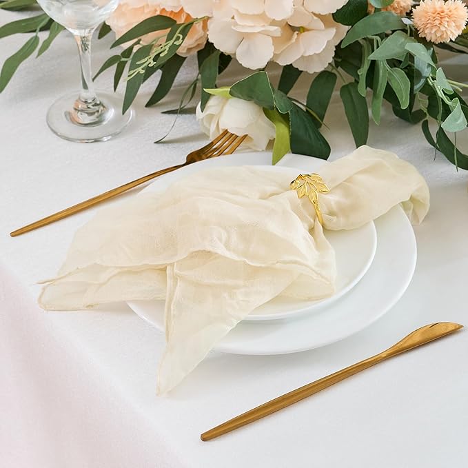 50 Pack Cheesecloth Napkins 20"x20" Beige Boho Gauze Cheese Cloth Napkins Bulk Rustic Dinner Table Decor for Wedding Bridal Baby Shower Party