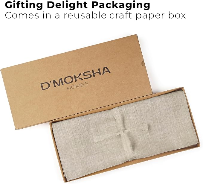 Classic Linen™ by D'Moksha Natural Table Runner 120 Inches Long, 100% Pure Linen, 14 x 120 Inch Table Runner for Dresser, Dining- Mothers Day, Spring, Summer