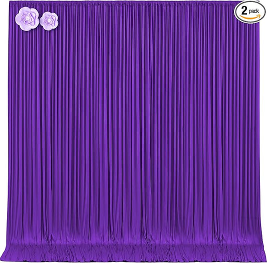 10x12 Purple Backdrop Curtains for Wedding Party Wrinkle Free Backdrops Curtain Drapes Fabric Decorations Photo Back Drop Cloth for Baby Shower Photography Stage Reception 5ft x 12ft,2 Panels