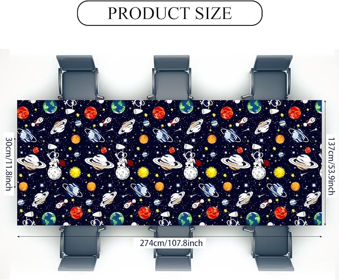 Oudain 6 Pcs Space Tablecloth Decorations Plastic Galaxy Table Cloth Space Theme Birthday Party Supplies for Boy Spaceship Planet Astronaut Rockets Disposable Table Covers, 54 x 108 Inch