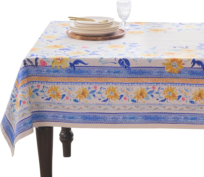 Maison d' Hermine Table Cloth Rectangle Table 100% Cotton 54 x 72 Inches Tablecloth Reusable Decorative for Dining Kitchen Room Farmhouse Party Home Hotel Restaurant Spring Summer - Girassol