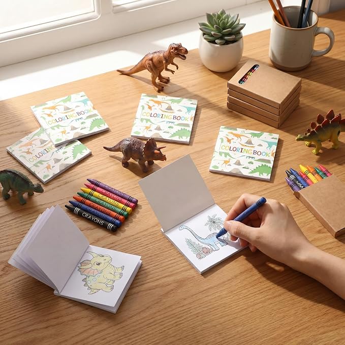 270 Pcs Mini Dinosaur Coloring Books Welcome Back to School Gifts with Crayons Kids Bulk Dinosaur Party Favors Goodie Bag Stuffers for Students