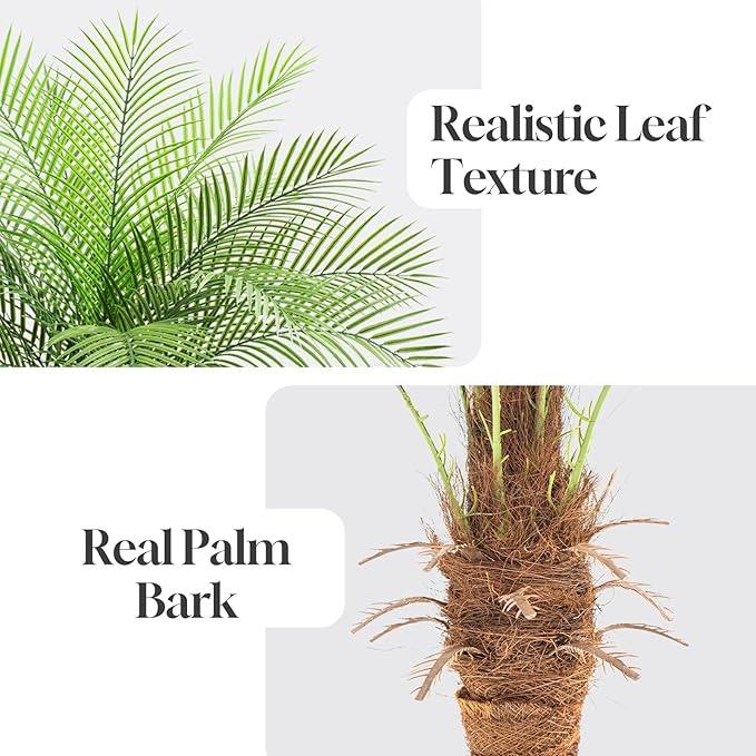 8ft Artificial Phoenix Palm Tree Tall Artificial Palm Trees with 18 Adjustable Leaves,Faux Phoenix Palm Plants for Outside Patio Pool Home Office Living Room Yard (1Pcs, 8ft)