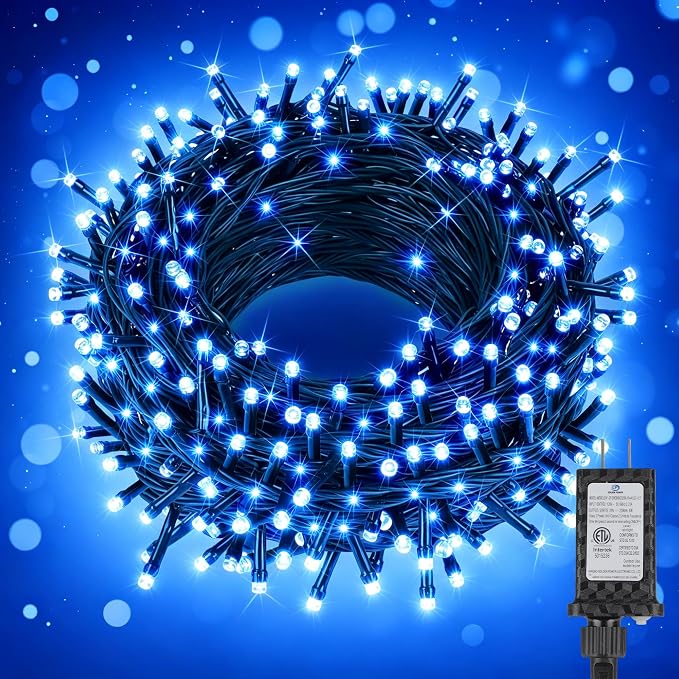 Extra Long 264Ft 800 LED Christmas Lights with Timer, Green Wire Fairy Starry String Lights Plug in, 8 Modes and Memory, forIndoor Outdoor Xmas Tree Wedding Party Decoration,Blue