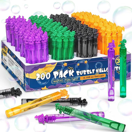 200Pcs Halloween Bubble Wands Bulk, Mini Pumpkin Bubble Party Favors for Kids, Treasure Box Toys, Goodie Bag Stuffer Filler, Classroom Prizes, Halloween Treats Non Candy, Pinata, Basket Decorations