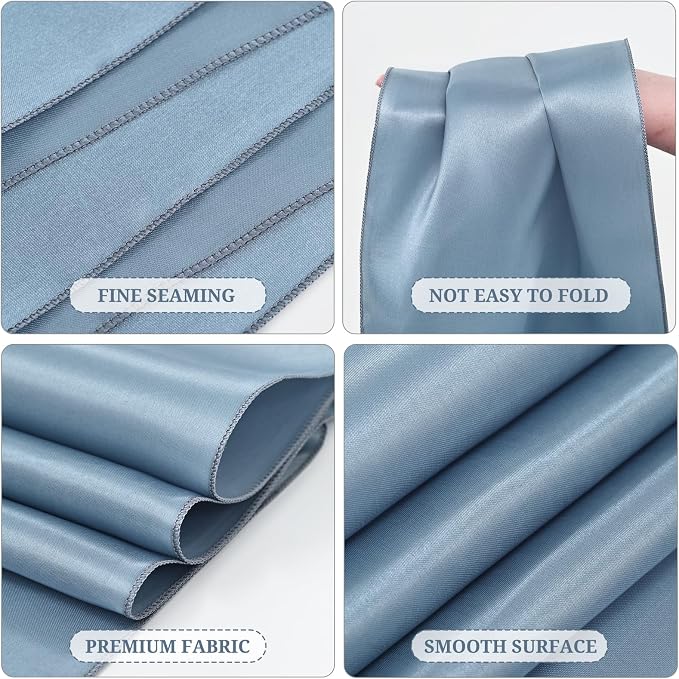 24 Pack Dusty Blue Satin Table Runners 12 x 108 Inch Long Table Runners for Rectangle Round Tables, Smooth Satin Table Runner for Wedding,Birthday Party Banquets Graduation Engagements Decoration