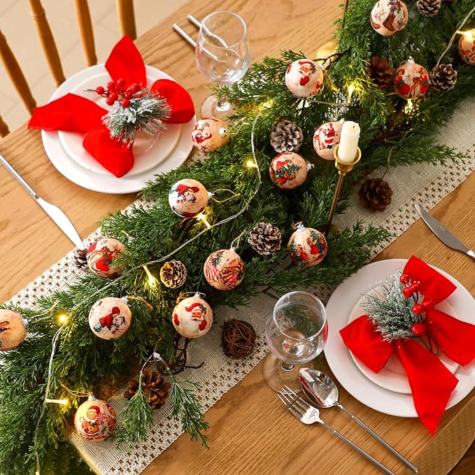 Outus 16 Pcs Christmas Tree Ball Ornaments Vintage Christmas Decorations for Tree Xmas Socks Gingerbread Decorative Hanging Ornaments for Farmhouse Home Fireplace Decoration Holiday Party Favors