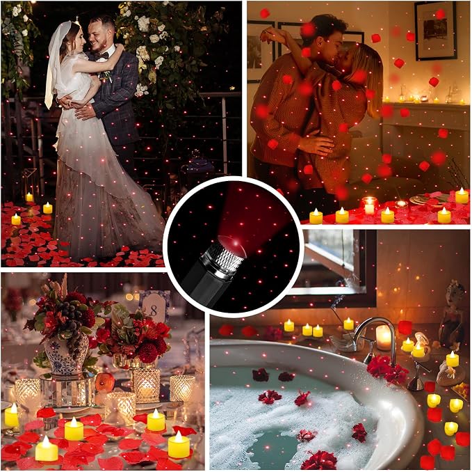 Hanaive 8000 Pcs Artificial Rose Petals with 120 Pcs Flameless LED Tea Light Candles Set Romantic Special Night Decorations for Proposal Anniversary Wedding Party Decor(Classic Color)