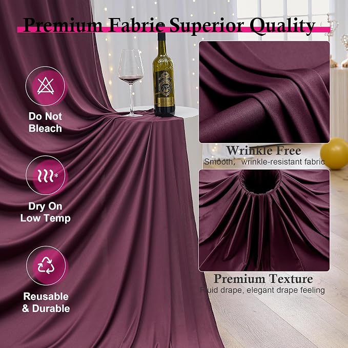12ft x 10ft Burgundy Backdrop Curtains for Parties, Wrinkle Free 2 Panels Photo Backdrop Drapes Back Drop Cloth for Wedding Birthday Photography Background Decor