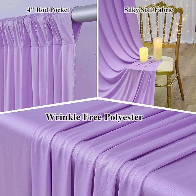 50x20ft Light Purple Ceiling Drapes, 10 Panels 20ft Height Wrinkle-Free Tent Draping Curtains for Wedding Party Tent Canopy Arch Backdrop Decorations