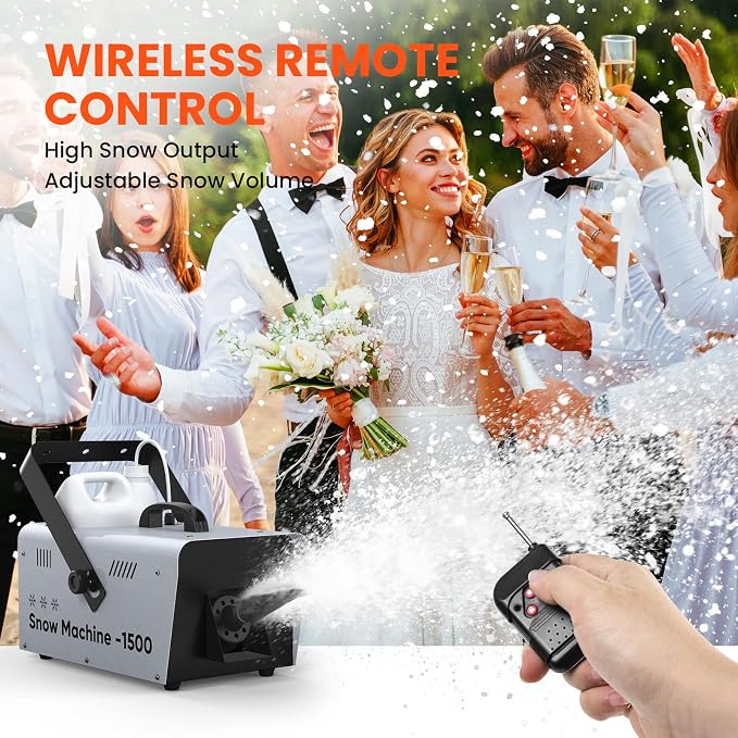 UPGREY 1500W Snow Machine for Outdoors and Indoors, Fake Snow Maker for Party with Remote Controller and Handle