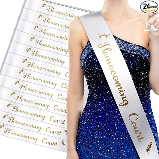 Taiyin Homecoming Court Sashes Satin Sash with Gold Print Sashes for Pageants Homecoming Party Dance Graduation Party Wedding Birthday Decorations Accessories