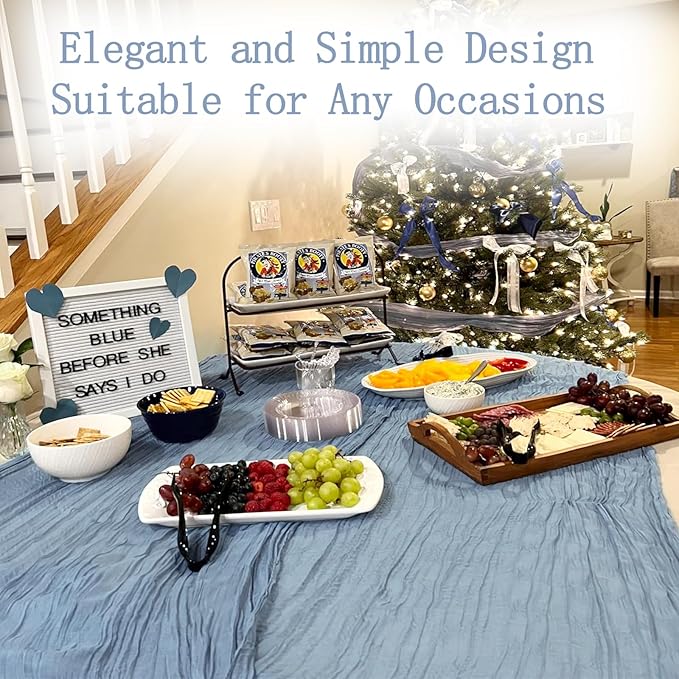 6 Pack Dusty Blue Cheesecloth Table Runner 20 x 120 inch Gauze Table Runners 10 FT Long,Semi Sheer Boho Cheese Cloth Fabric Table Runner Bulk for Wedding,Party,Baby Shower,Bridal Shower Decoration