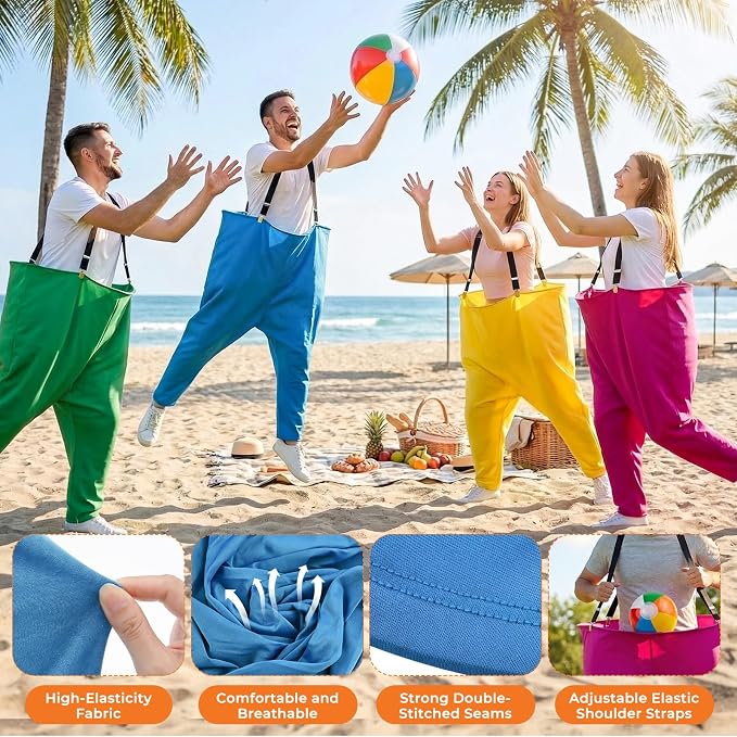 Granny Pants Yard Game Set, Giant Yard Games with 20 Bouncy Balls, 4 Suspenders, Pumps & Flags, Funny & Outdoor Games for Adults and Family, Huge Backyard Games for Lawn, Camping & Party Games