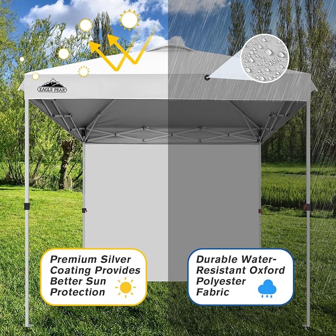 EAGLE PEAK Commercial Canopy 8x8 Pop Up Canopy Tent with 1 Sidewall, Easy Setup Heavy Duty Instant Event Shelter for Vendors & Markets, Outdoor Sun Shade, White