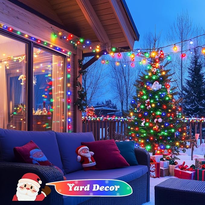 JMEXSUSS 8 Modes Christmas Tree Lights Multicolor, 250 LED Christmas Lights Indoor, 91.5ft Green Wire Waterproof Christmas Light Outdoor for Tree Party Garden Patio Christmas Decoration