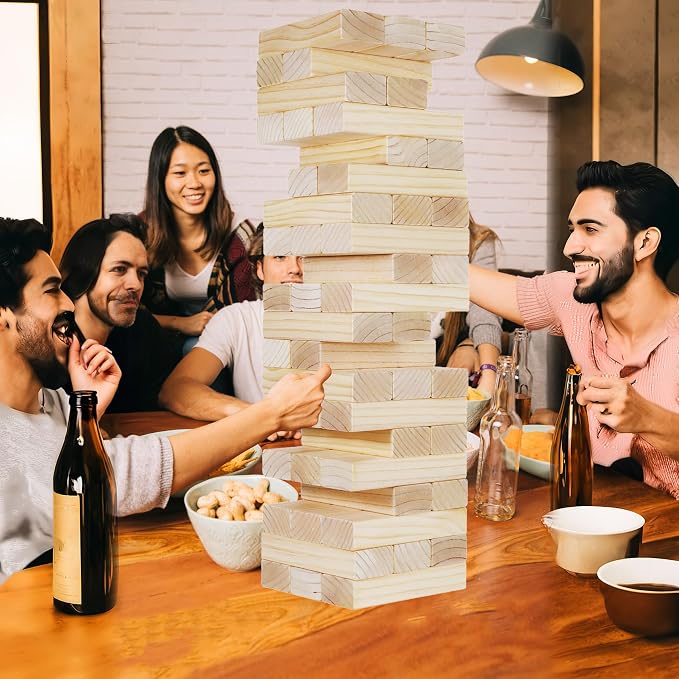 GOROCK Jumbo Tumble Tower,60pcs Large Classic Giant Indoor Outdoor Game for Kids and Family,Stack Over 5Ft Wooden Blocks Party Game at Backyard Lawn with Friends On Holiday