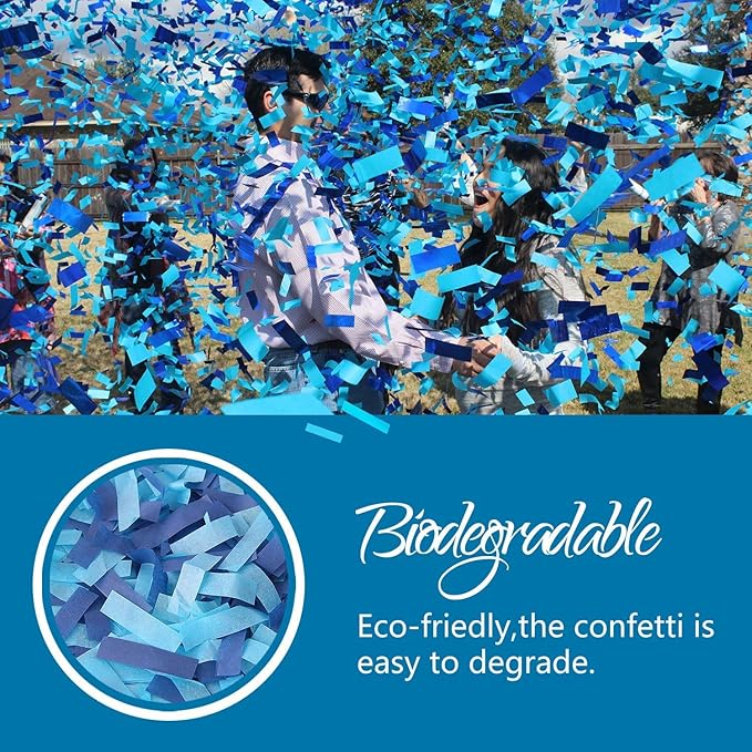 BATTIFE It's a Boy, 30Pack Gender Reveal Confetti Wands, Tissue Paper Confetti Flick Flutter Sticks for Baby Boy Born Shower Party Decorations Supplies, Shoot Poppers, 14inch Blue