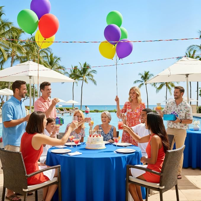 8 Pack Royal Blue Round Tablecloth 90 Inch Round Table Cloth, Wrinkle Resistant and Washable Tablecloth Polyester Fabric Table Cloth Round Cover for Dining Wedding Banquet Party