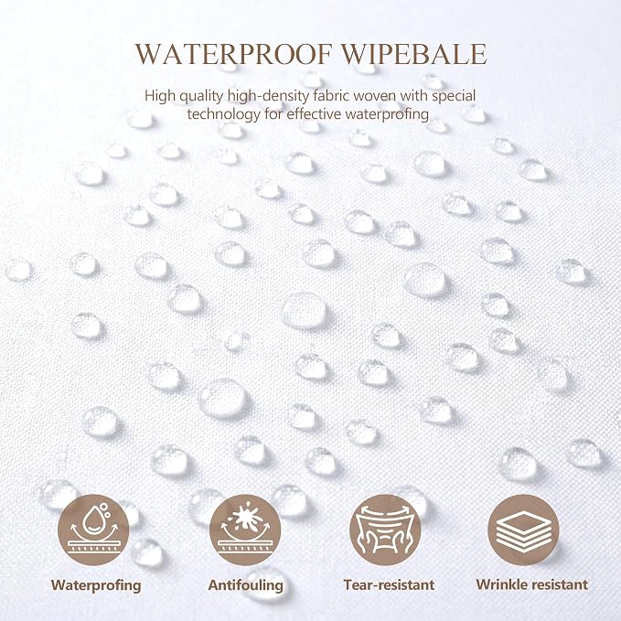 Shillance 4 Pack White Square Tablecloth for 34x34 Inch Card Table Cover Waterproof Oil-Proof Spill-Proof Polyester Square Fitted Tablecloth for Wedding Parties Display Trade Show
