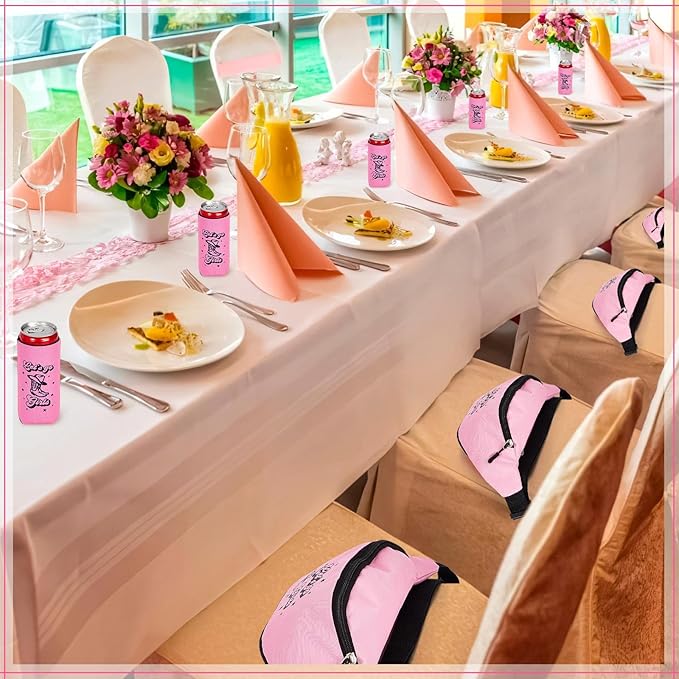 Tanlade 35 Pcs Cowgirl Bachelorette Party Supplies Includes 7 Pcs Bridesmaid Bride Fanny Pack 7 Pcs Can Sleeves 7 Sets Cowgirl Hair Ties 7 Pcs Bandanas 7 Pcs Heart Glasses for Wedding Bridal Shower