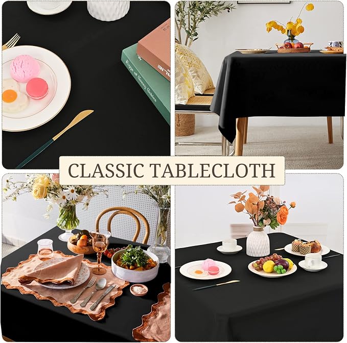 Pesonlook 12 Packs Square Tablecloth, 52×52 Inch Polyester Washable Square Polyester Table Cover for Tables/Buffet/Wedding/Party/Restaurant(Black)