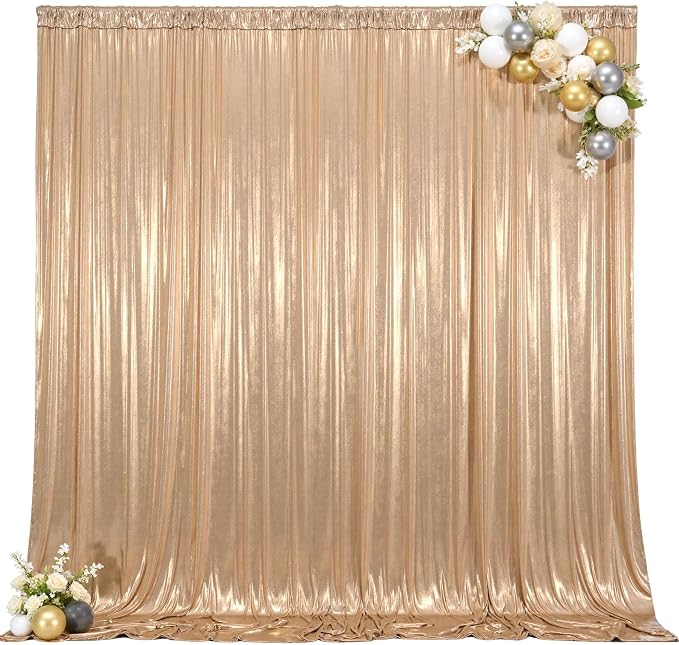 20×10FT Champagne Backdrop Curtain Shimmer Sequin Photo Backdrop Drapes Wrinkle-Free for Wedding Party Background Birthday Graduation Back Drop Bridal Baby Shower Christmas Halloween Stage Decor