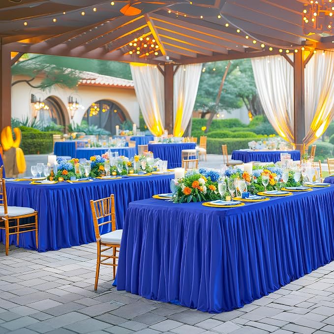 Wish Care 4 Pack Royal Blue Rectangle Table Clothes for 6 Foot Tables, Polyester Fitted Tablecloths 6ft Stretch Table Cover for Wedding, Birthday, Parties, Trade Show, Craft Show