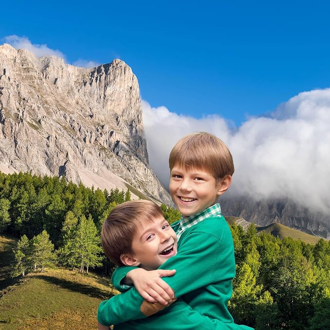 Mountain Valley Backdrop Summer View on Alps Devoluy Massif Mountain Ridge Photography Background Hautes-Alpes Larch Tree Forest Blue Sky Backdrop France Travel Hiking Theme Background 12x8ft