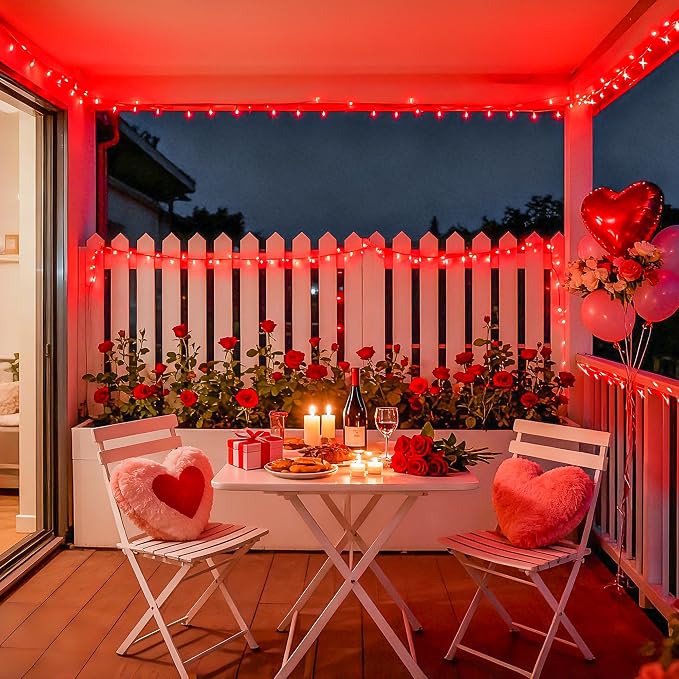 JMEXSUSS 66ft 200 LED Red String Lights Plug in | Clear Wire, connectable, 8 modes, Timer, Outdoor Indoor for Room Party Tree Halloween Christmas Decorations