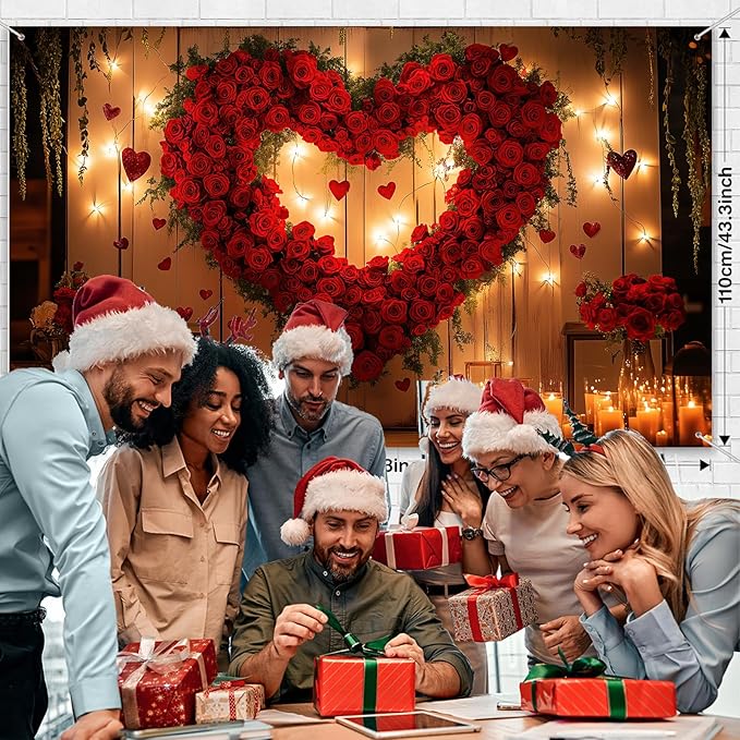 20X10ft Engagement Party Backdrop Red Love Heart Photography Background, Romantic Wedding Bridal Party Background Decor Proposal Confession Backdrop Banner Portrait Photo Studio Booth Props
