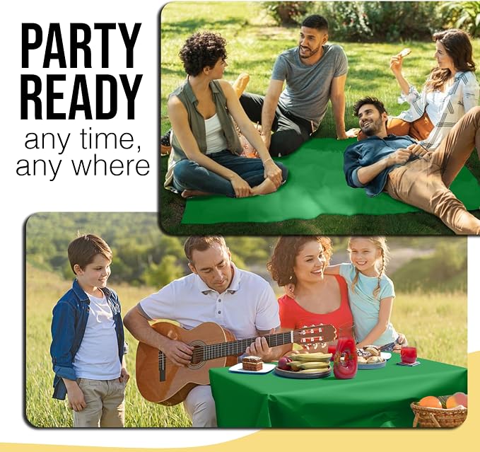 Party Solids 66% Thicker Premium Emerald Green Plastic Table Cover Roll 40" X 100' Table Cloth Plastic Cover Roll Quality Thick Banquet Rolls Disposable Tablecloth Rolls Strong American Based Company
