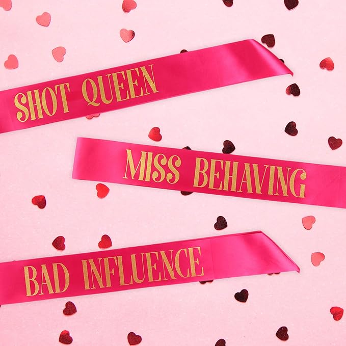 POP FIZZ DESIGNS Bachelorette Sash Set (18 pcs) 1 White Bride to Be Sash + 1 Maid of Honor Sash + 17 Bachelorette Sashes for The Bride Tribe - Amazing Bachelorette Party Favors