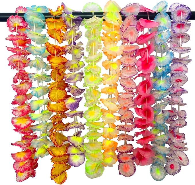 100 Counts Hawaiian Leis Flower for Luau Theme Party Decorations - Bulk Set of Silk Flower Necklace Leis Tropical Theme Party Favors Birthday Decorations Assortment