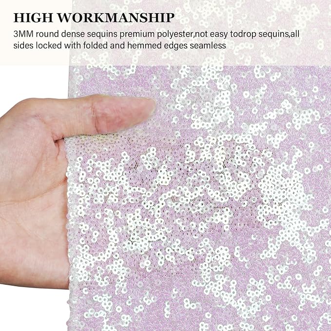 PartyDelight Iridescent White Sequin Backdrop Curtains 2x8ft 2 Panels | Iridescent white 3mm sequins show pink and purple tones under light with 4 inch rod pocket for doors windows and photo booths